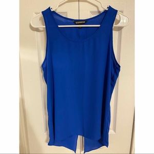 Blue sleeveless top with open back